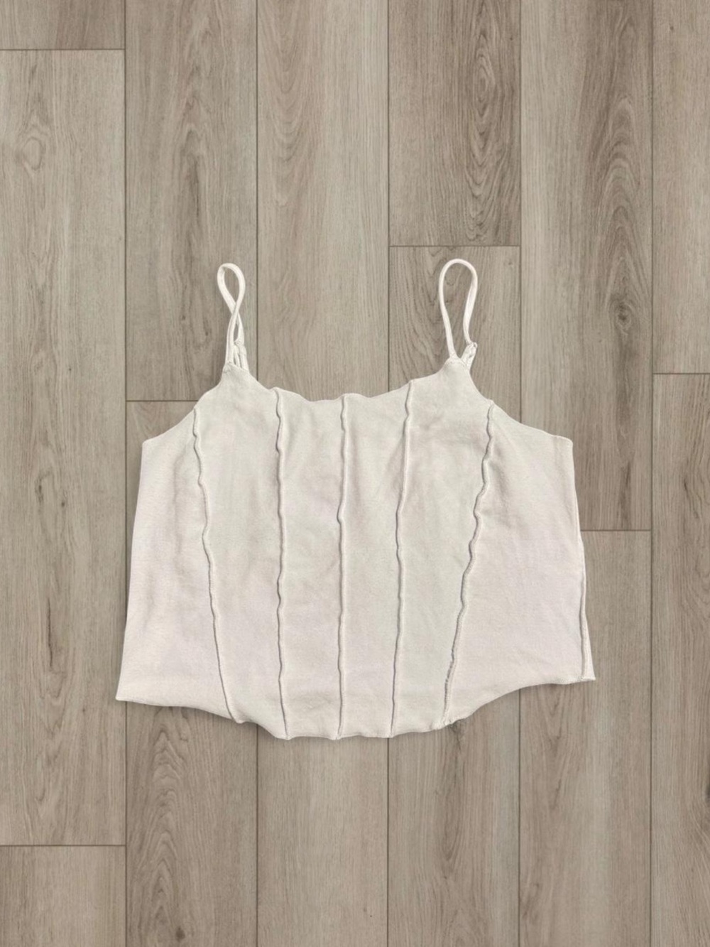 White Textured Spaghetti Strap Cami Top